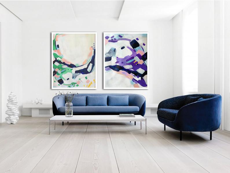 Set of 2 Abstract Painting #S118 - Click Image to Close